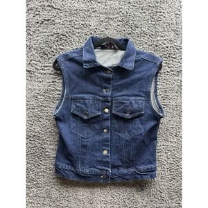 Vintage 1980's Tripp NYC Blue Denim Vest Jacket Small‎